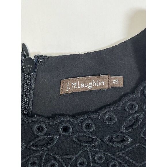 J. Mclaughlin Black Shift Dress Eyelet Embroidery Bainbridge Jewel XS - Picture 5 of 12
